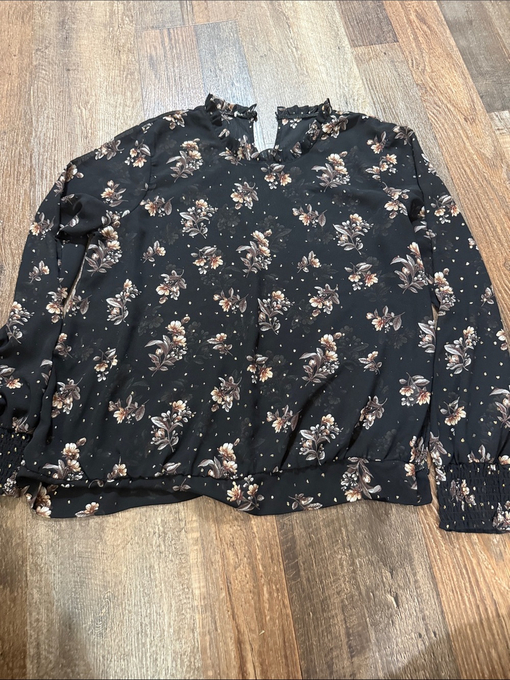Black Floral Long Sleeve Blouse